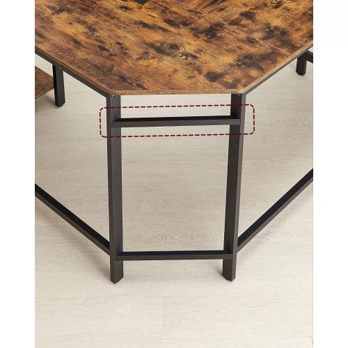 Rohový stôl Vasagle LWD72X, kancelársky stôl s policami, rustikálna hnedá.