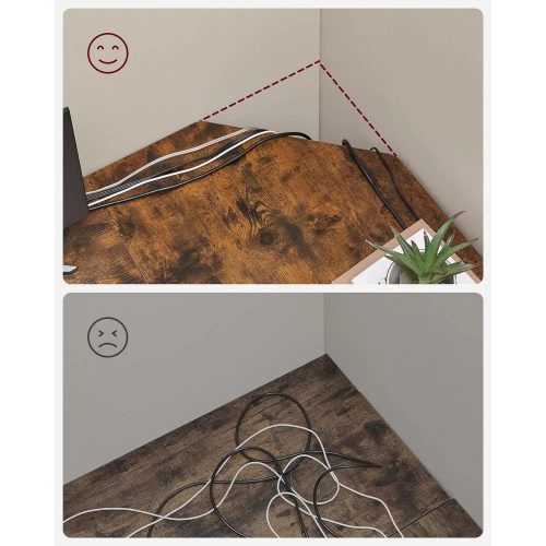 Rohový stôl Vasagle LWD72X, kancelársky stôl s policami, rustikálna hnedá.