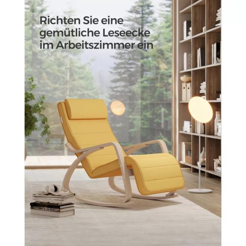 Hojdacie kreslo, ležadlo z brezového dreva, 5-polohová nastaviteľná opierka nôh, 150 kg