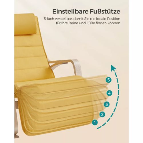 Hojdacie kreslo, ležadlo z brezového dreva, 5-polohová nastaviteľná opierka nôh, 150 kg