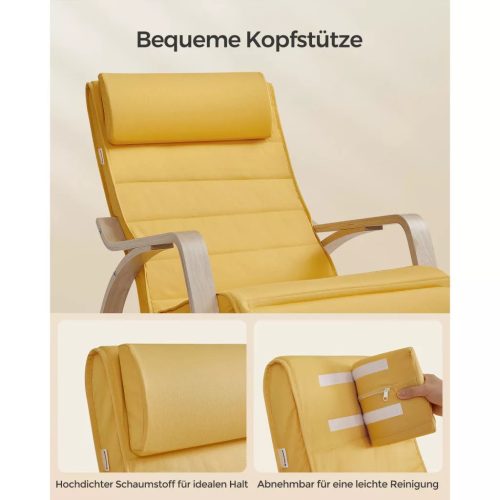 Hojdacie kreslo, ležadlo z brezového dreva, 5-polohová nastaviteľná opierka nôh, 150 kg