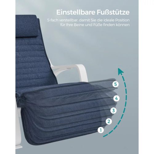 Hojdacie kreslo, ležadlo z brezového dreva, 5-polohová nastaviteľná opierka nôh, 150 kg