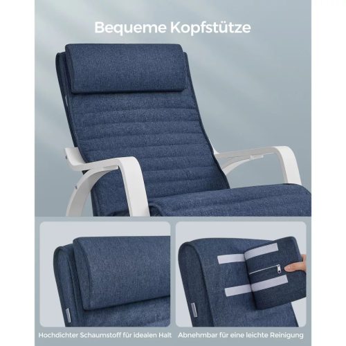 Hojdacie kreslo, ležadlo z brezového dreva, 5-polohová nastaviteľná opierka nôh, 150 kg