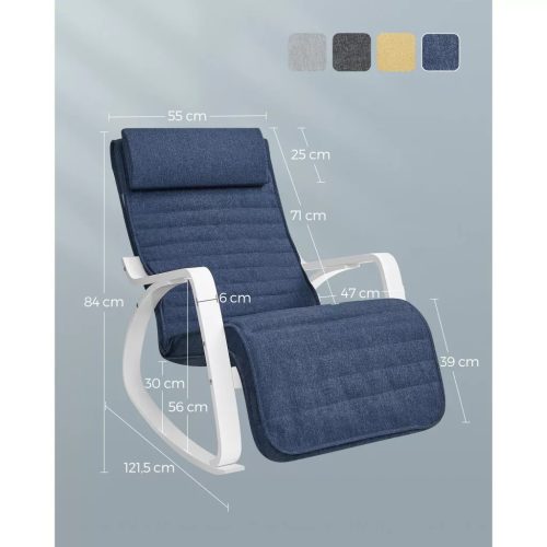 Hojdacie kreslo, ležadlo z brezového dreva, 5-polohová nastaviteľná opierka nôh, 150 kg