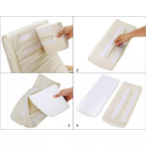 Songmics Hojdacie kreslo, kreslo z brezového dreva, béžová.