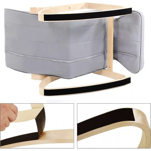 Songmics Hojdacie kreslo, kreslo kreslo z brezového dreva, svetlo šedá