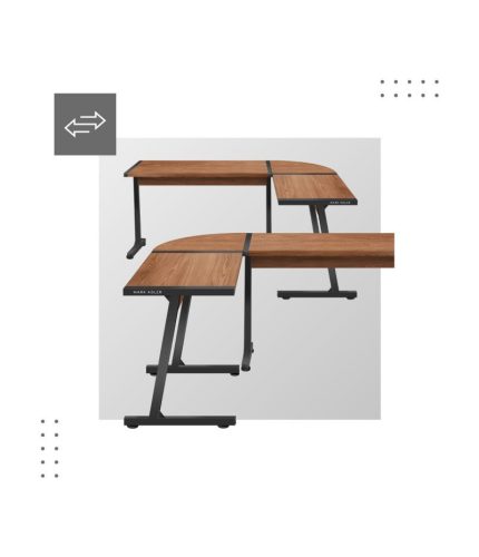 Mono Rohový písací stôl Mark Adler Leader 5.5 počítačový stôl 147 x 112 cm, kov / dyha, stena orech