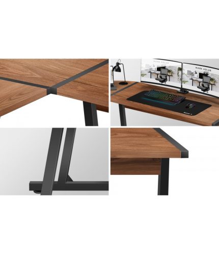 Mono Rohový písací stôl Mark Adler Leader 5.5 počítačový stôl 147 x 112 cm, kov / dyha, stena orech
