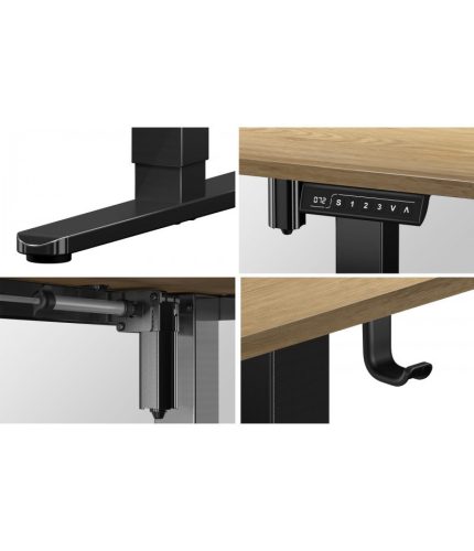 Mark Adler Leader 7.0 black Ergonomický výškovo nastaviteľný stôl, s elektrickým nastavením výšky, pamäťovou funkciou a LCD displejom, drevo.