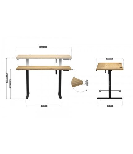 Mark Adler Leader 7.0 black Ergonomický výškovo nastaviteľný stôl, s elektrickým nastavením výšky, pamäťovou funkciou a LCD displejom, drevo.