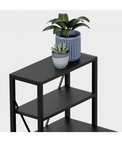 Mark Adler Rohový písací stôl, ľavostranné prevedenie, s tromi policami, 145 x 57 x 120 cm, čierny