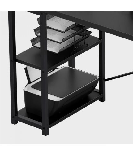 Mark Adler Rohový písací stôl, ľavostranné prevedenie, s tromi policami, 145 x 57 x 120 cm, čierny