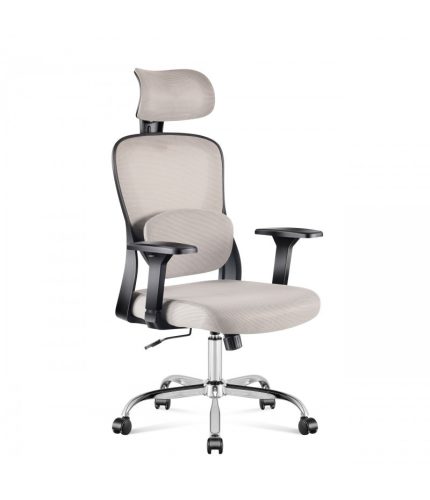 Mark Adler Ergonomická otočná kancelárska stolička s podrúčkami, bedrovou opierkou, sieťovaný materiál, sivá
