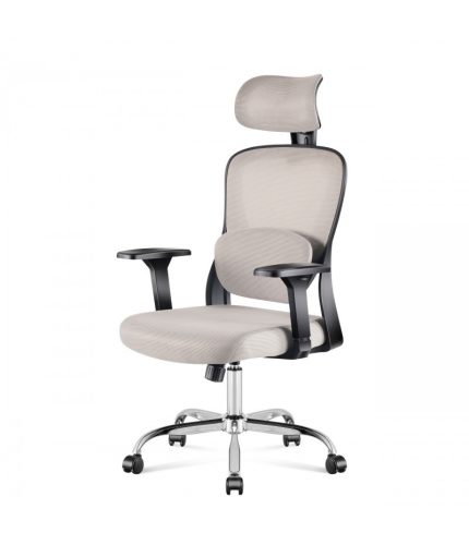 Mark Adler Ergonomická otočná kancelárska stolička s podrúčkami, bedrovou opierkou, sieťovaný materiál, sivá