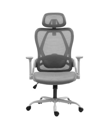 Mark Adler Ergonomická kancelárska stolička s nastaviteľnou opierkou hlavy, 3D lakťovou opierkou, sivá