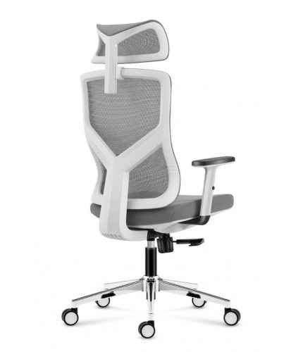 Mark Adler Ergonomická kancelárska stolička, nastaviteľná výška, opierka hlavy a bedrová opierka, materiál sieťovina, biela