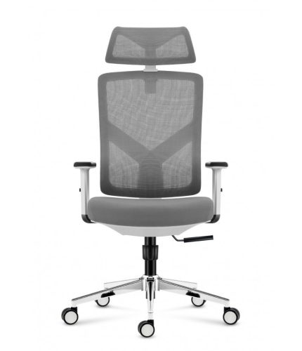 Mark Adler Ergonomická kancelárska stolička, nastaviteľná výška, opierka hlavy a bedrová opierka, materiál sieťovina, biela