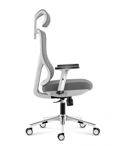 Mark Adler Ergonomická kancelárska stolička, nastaviteľná výška, opierka hlavy a bedrová opierka, materiál sieťovina, biela