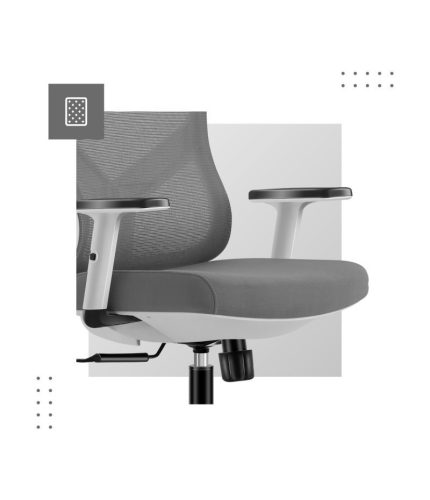 Mark Adler Ergonomická kancelárska stolička, nastaviteľná výška, opierka hlavy a bedrová opierka, materiál sieťovina, biela