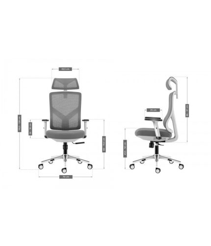 Mark Adler Ergonomická kancelárska stolička, nastaviteľná výška, opierka hlavy a bedrová opierka, materiál sieťovina, biela