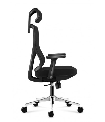 Mark Adler Ergonomická kancelárska stolička, výškovo nastaviteľná, opierka hlavy a bedrová opierka, materiál sieťovina, čierna