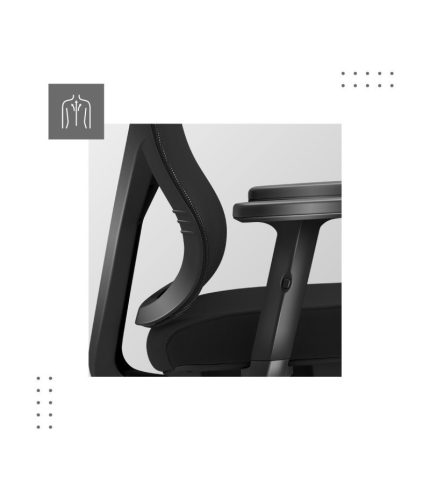 Mark Adler Ergonomická kancelárska stolička, výškovo nastaviteľná, opierka hlavy a bedrová opierka, materiál sieťovina, čierna