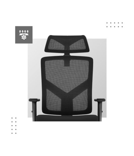 Mark Adler Ergonomická kancelárska stolička, výškovo nastaviteľná, opierka hlavy a bedrová opierka, materiál sieťovina, čierna