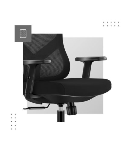 Mark Adler Ergonomická kancelárska stolička, výškovo nastaviteľná, opierka hlavy a bedrová opierka, materiál sieťovina, čierna