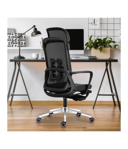 Mark Adler Ergonomická pohodlné kancelárske kreslo, nastaviteľná výška, opierka nôh, čierna