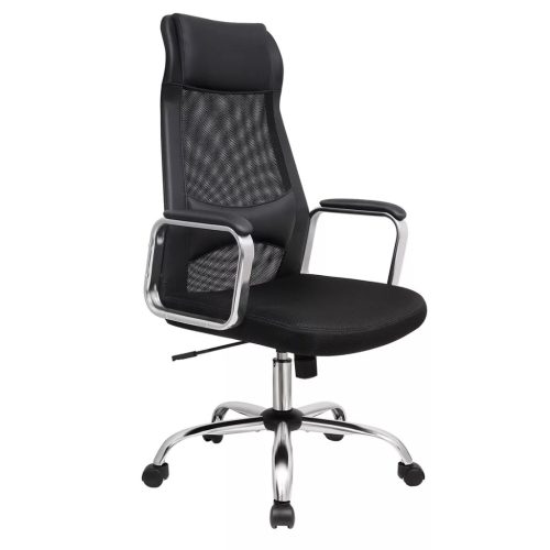Ergonomická kancelárska stolička s opierkou hlavy a bedrovej chrbtice, čierna