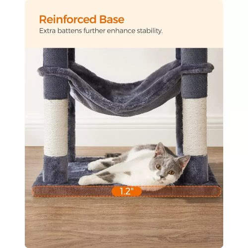 Fandrea Škrabadlo pre mačky, viacposchodová veža pre mačky, šedá 55x45x143cm