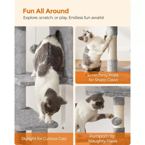 Fandrea Škrabadlo pre mačky, viacposchodová veža pre mačky, biela.