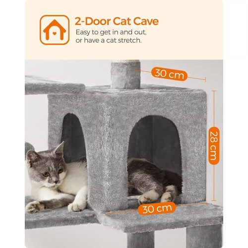 Fandrea Škrabadlo pre mačky, viacposchodová veža pre mačky, biela.