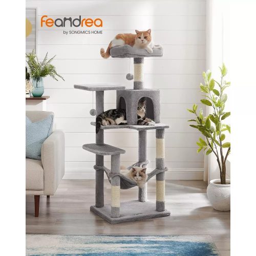Fandrea Škrabadlo pre mačky, viacposchodová veža pre mačky, biela.