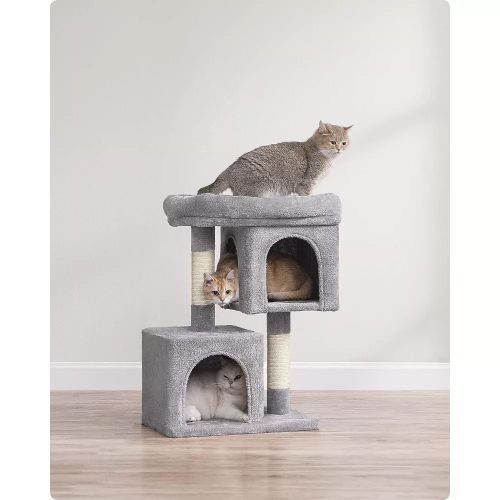 Škrabadlo pre mačky vysoké 74 cm, veža pre mačky, ‎49x32x74cm, svetlosivá