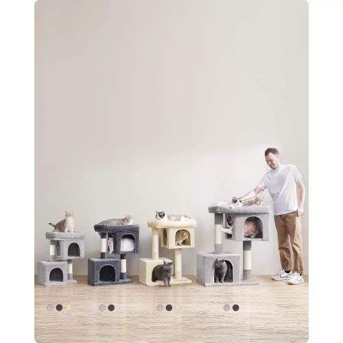 Škrabadlo pre mačky vysoké 74 cm, veža pre mačky, ‎49x32x74cm, svetlosivá