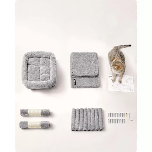 Škrabadlo pre mačky vysoké 74 cm, veža pre mačky, ‎49x32x74cm, svetlosivá