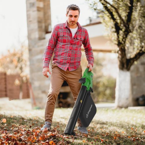 Greman Elektrický vysávač na lístie, funkcia drvenia, 45 litrové vrecko, 3200 W, zelená