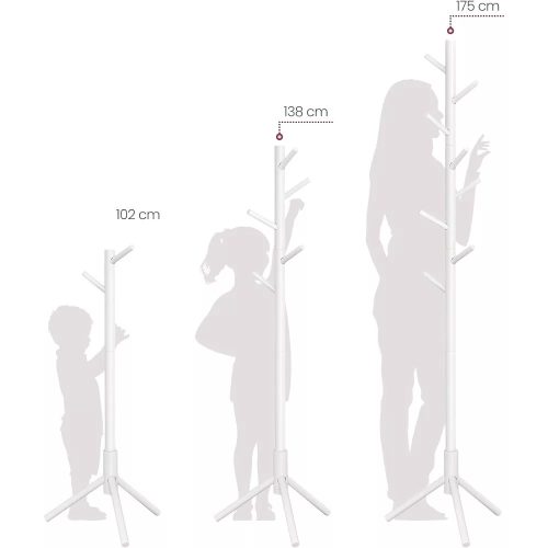 Vasagle Stojaci drevený stojan na šaty s 8 vešiakmi, biely