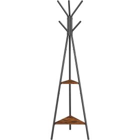   Vasagle Stojaci vešiak s policami a vešiakom, rustikálna hnedá.