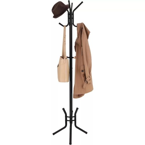 Songmics Stojaci vešiak kovový s 12 háčikmi, čierny