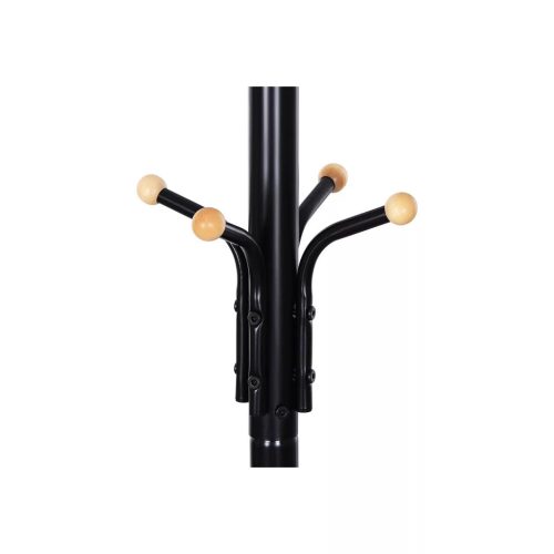 Stojací kovový vešiak na oblečenie s 12 háčikmi, rovné nohy, čierny