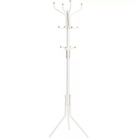 Songmics Stojaci vešiak kovový s 12 háčikmi, biely.