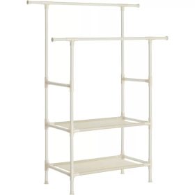   Songmics Stojan na šaty s dvoma vešiakmi a dvoma policami, biely