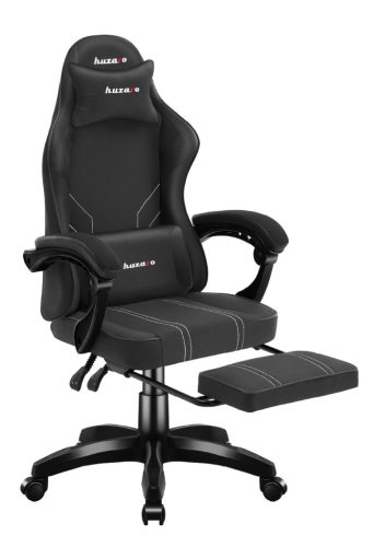 Herná stolička space s opierkou na nohy, čierna