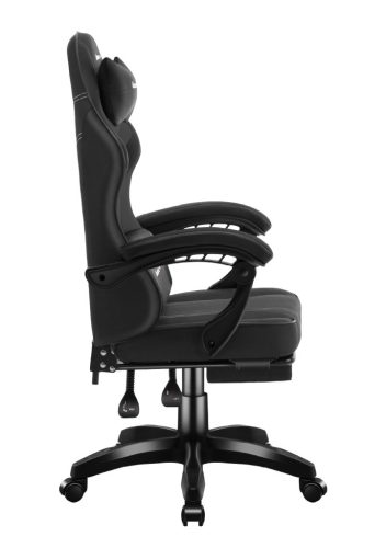 Herná stolička space s opierkou na nohy, čierna