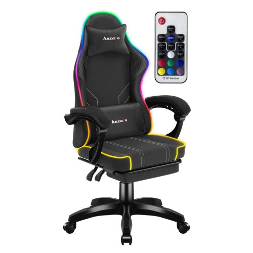 Herná stolička space RGB s opierkou na nohy čierna