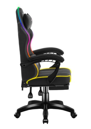 Herná stolička space RGB s opierkou na nohy čierna