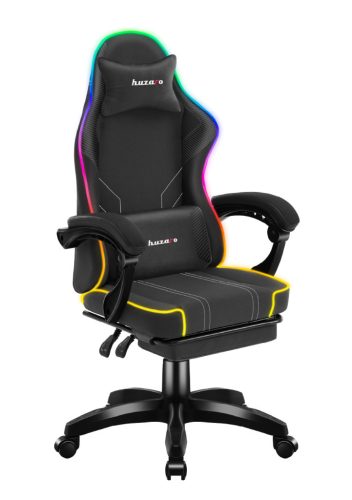 Herná stolička space RGB s opierkou na nohy čierna