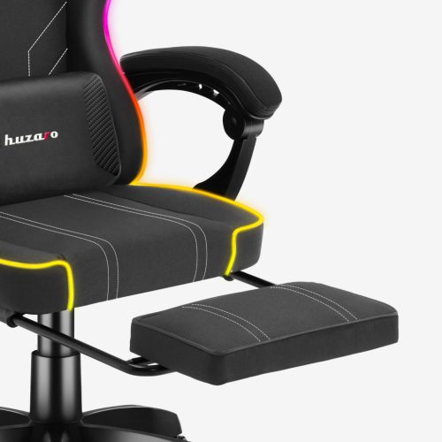 Herná stolička space RGB s opierkou na nohy čierna